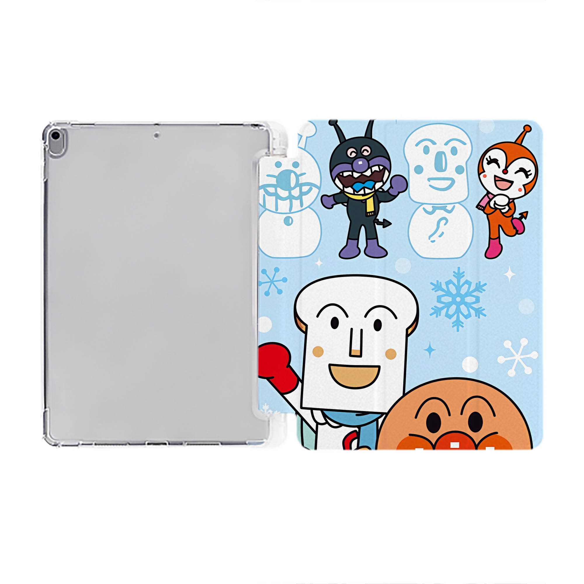 （画像用） アンパンマン Anpanman IPad ケース ペン収納付き 三つ折りスタンド PUレザー×シリコン 対応機種9.5/10.5/10.9インチ